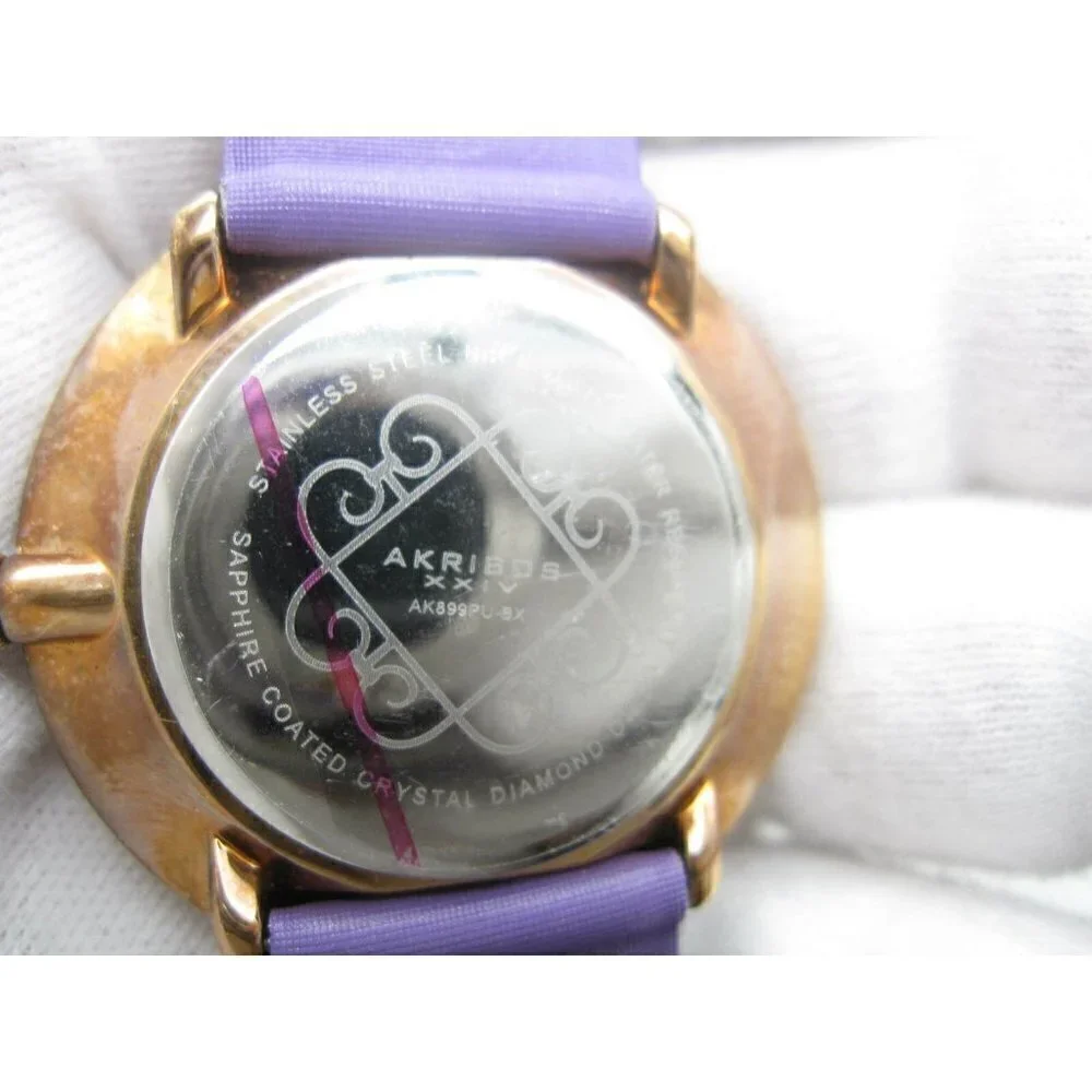 New W/O Akribos XXIV Diamond Dial 3 ATM WR Analog 40mm Dial Watch(C581)AK899P-8X